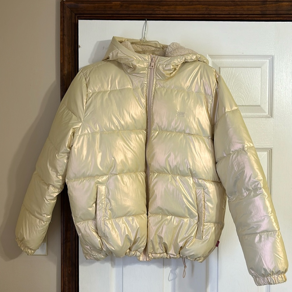 Monochrome pearl colored Levi’s puffer vest 
Worn only a few times